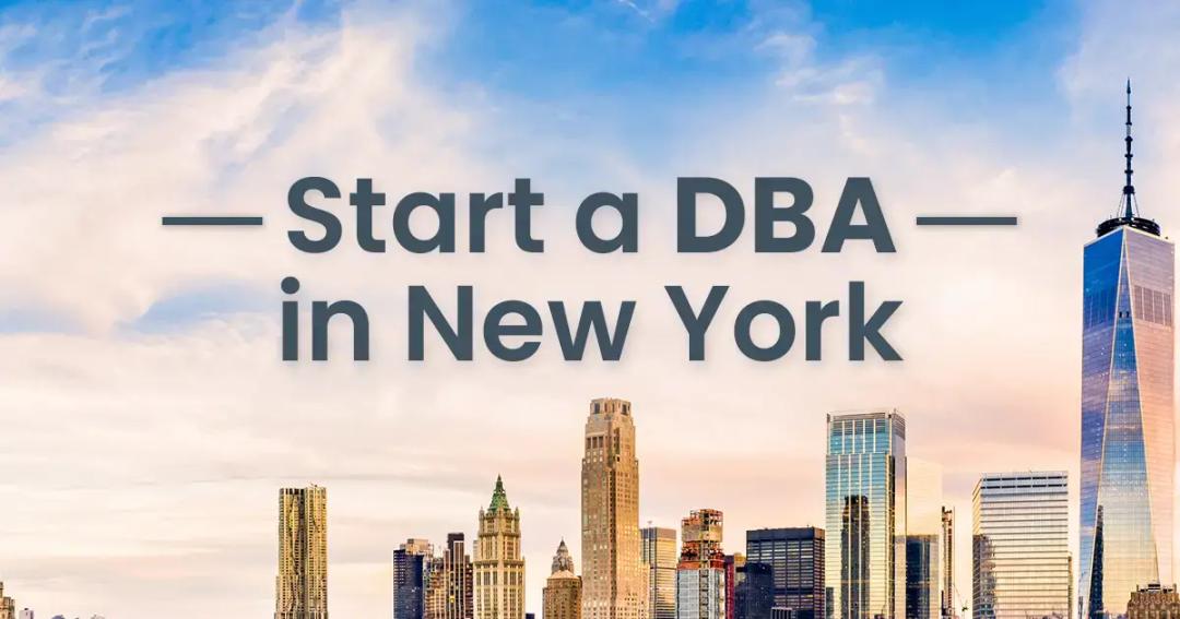 Start a DBA in New York. New York City skyline in the background.