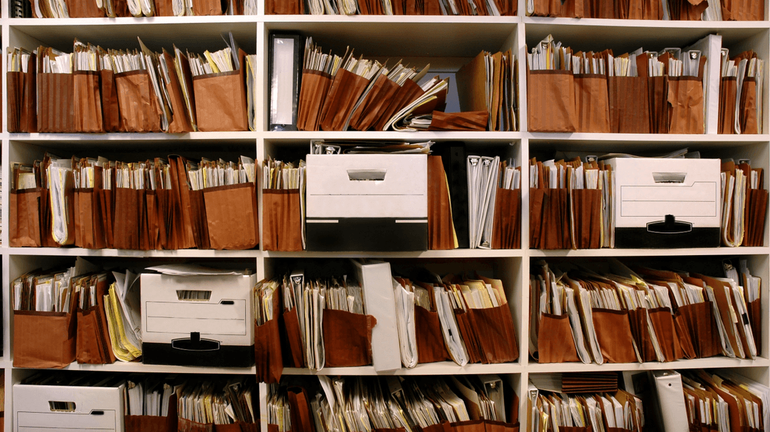Files on a shelf caught in the IRS backlog