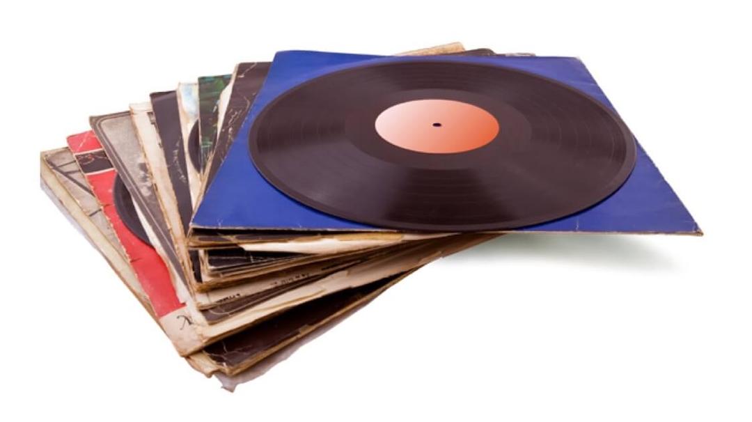 Stack of vinyl records